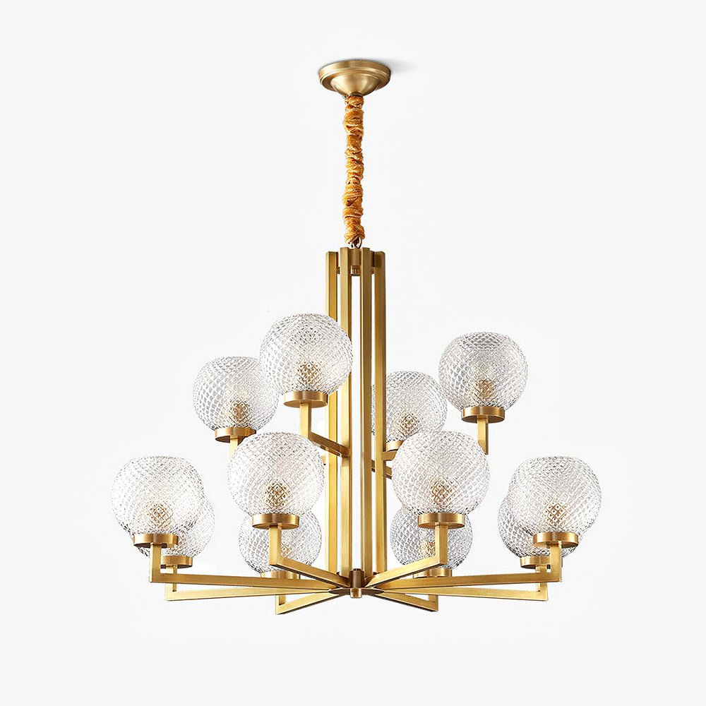 Velelissa Ribbed Glass Brass Chandelier