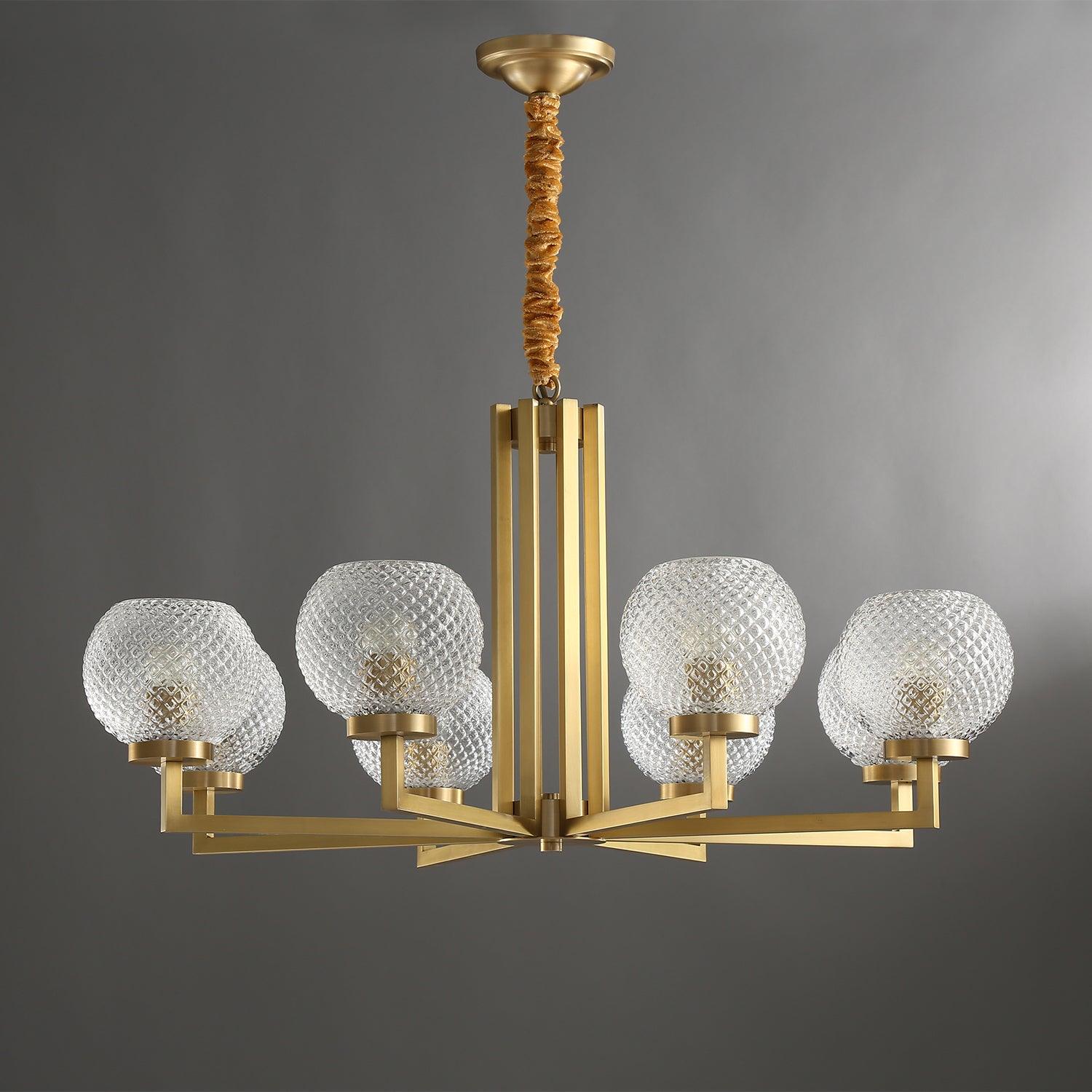 Velelissa Ribbed Glass Brass Chandelier