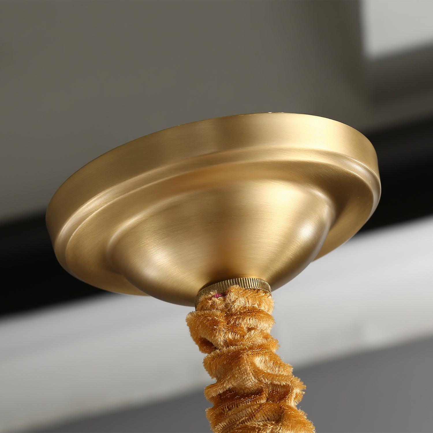 Velelissa Ribbed Glass Brass Chandelier