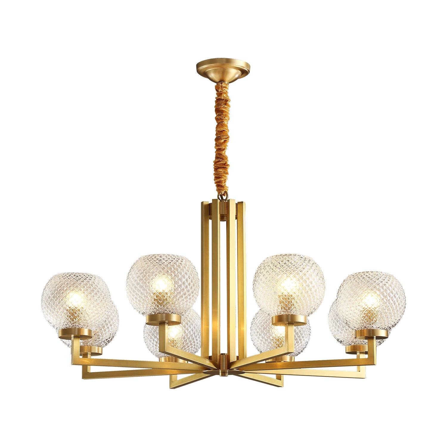 Velelissa Ribbed Glass Brass Chandelier