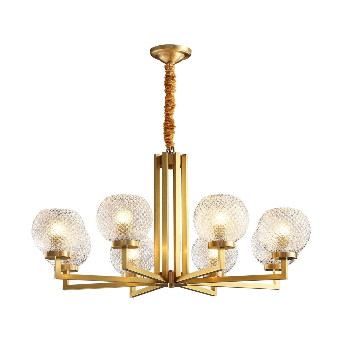 Velelissa Ribbed Glass Brass Chandelier
