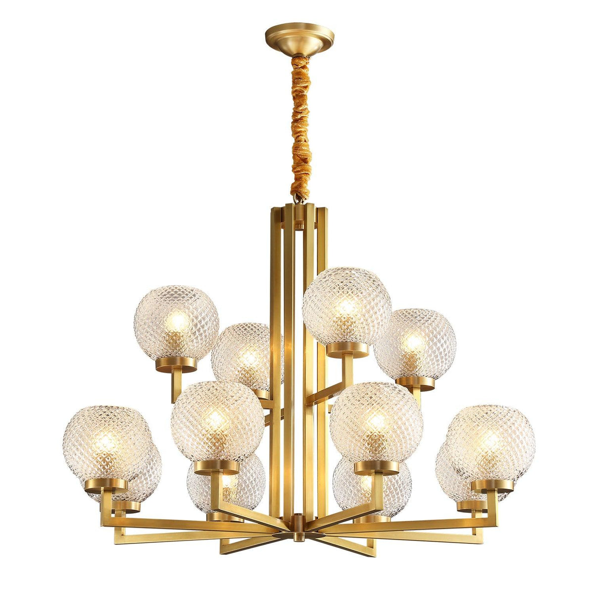 Velelissa Ribbed Glass Brass Chandelier