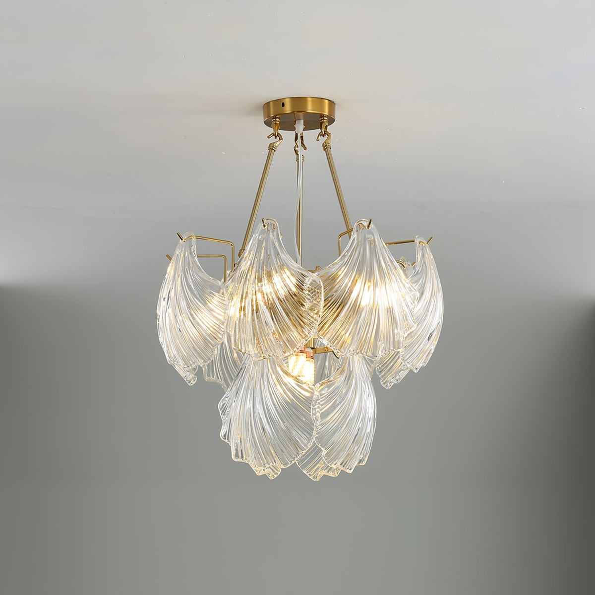 Veluaya Ceiling Light Ribbed Shell Glass Gold