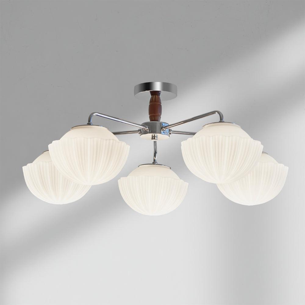Rinivian Chandelier Retro Glass Chrome Wood