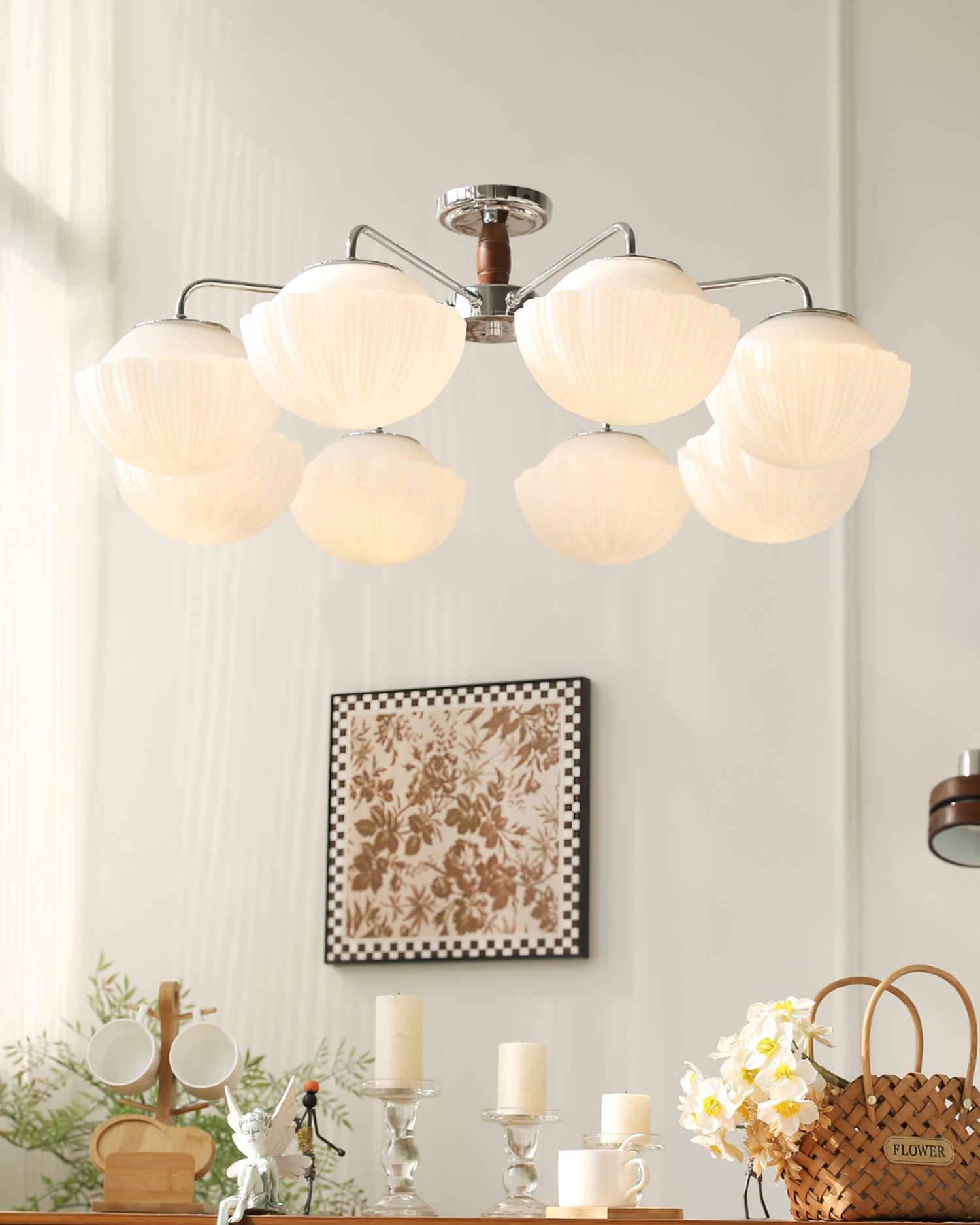 Rinivian Chandelier Retro Glass Chrome Wood