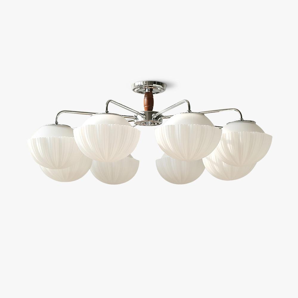 Rinivian Chandelier Retro Glass Chrome Wood