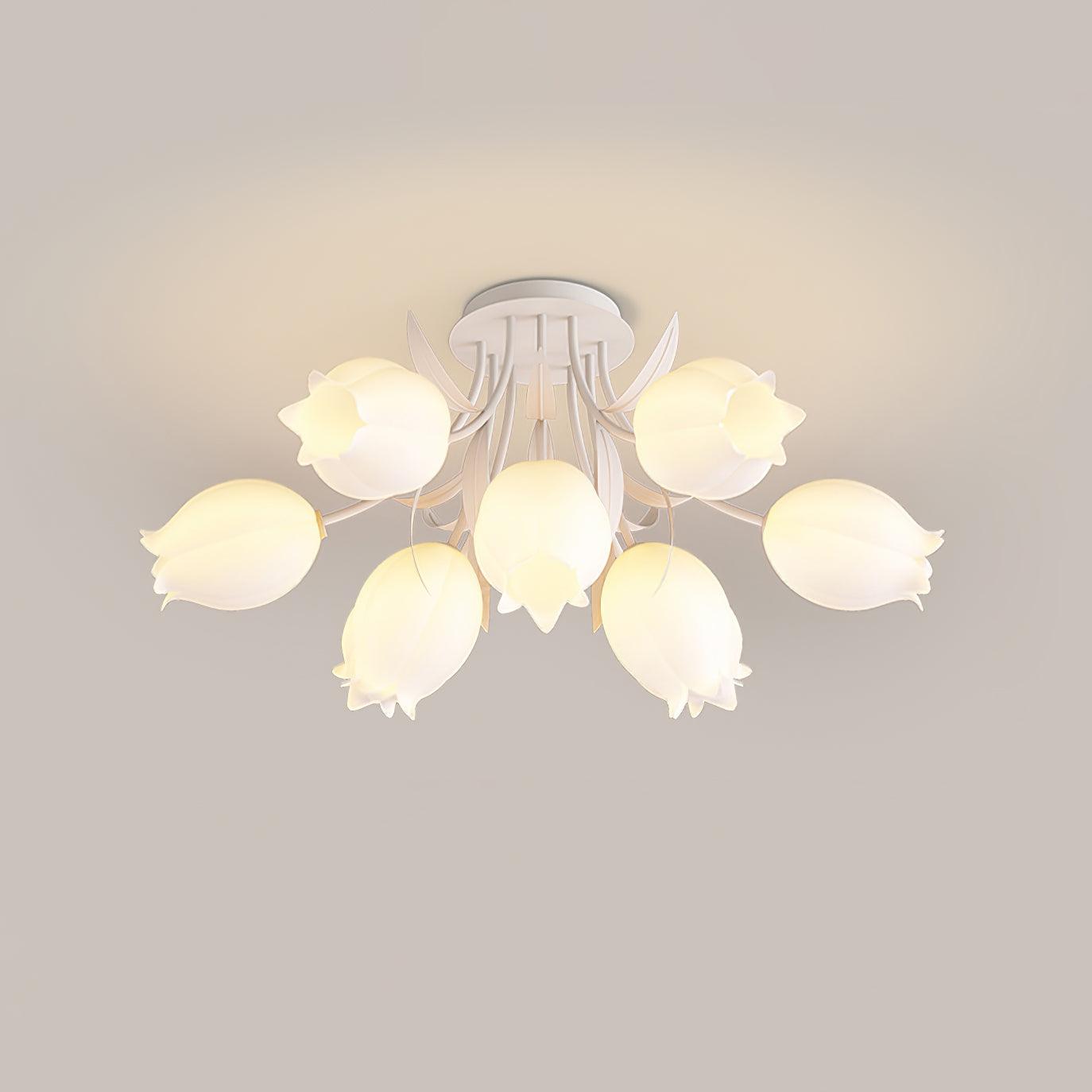 Lustra Ceiling Light Lily Flower Blossom Green Base - Neutral Decor