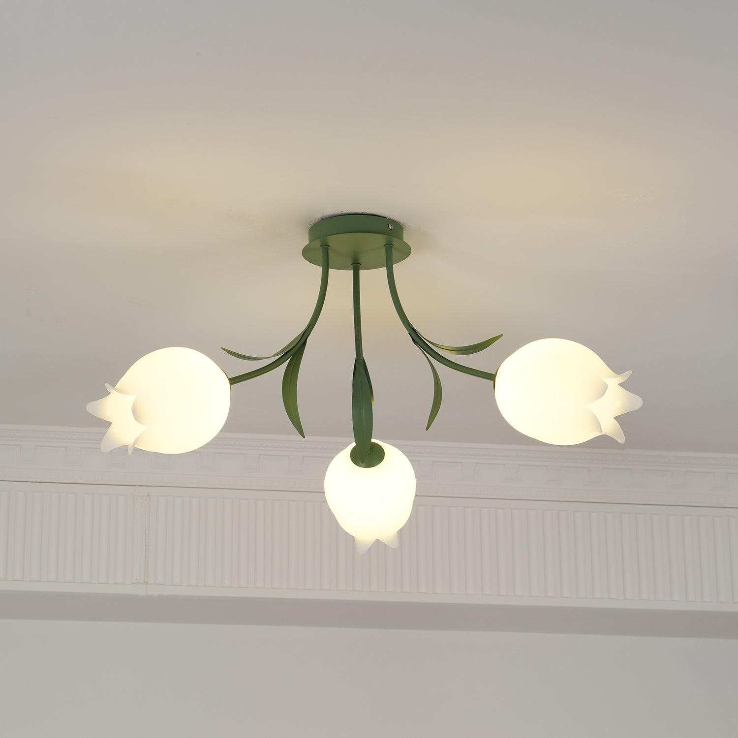 Lustra Ceiling Light Lily Flower Blossom Green Base - Neutral Decor
