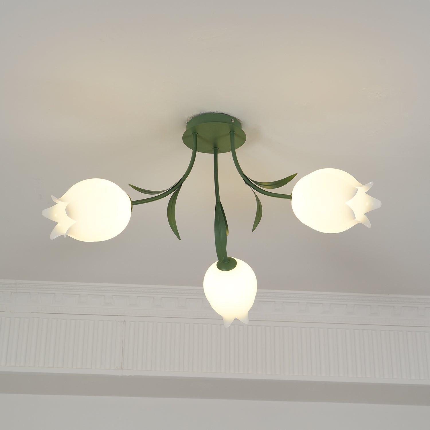 Lustra Ceiling Light Lily Flower Blossom Green Base - Neutral Decor