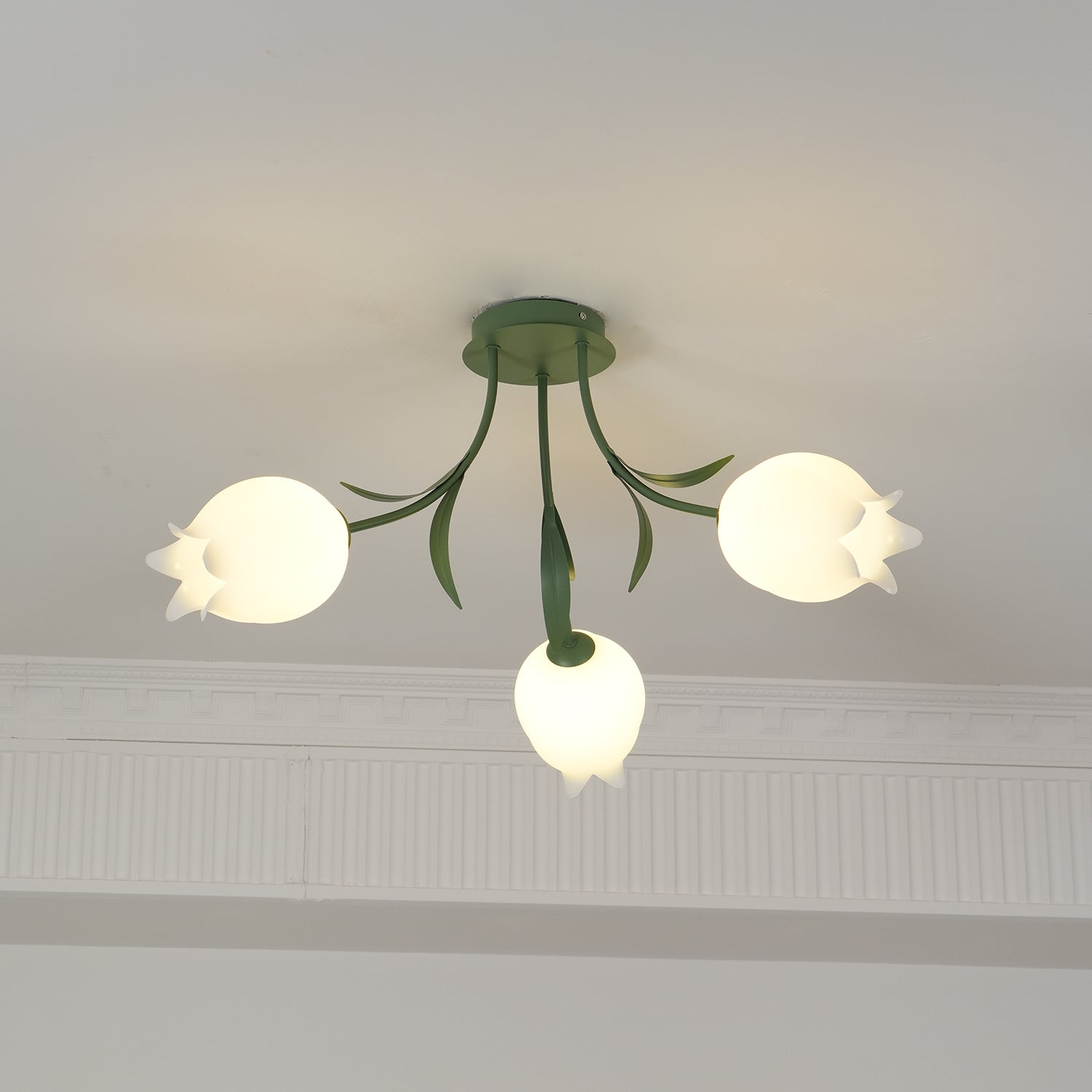 Lustra Ceiling Light Lily Flower Blossom Green Base - Neutral Decor