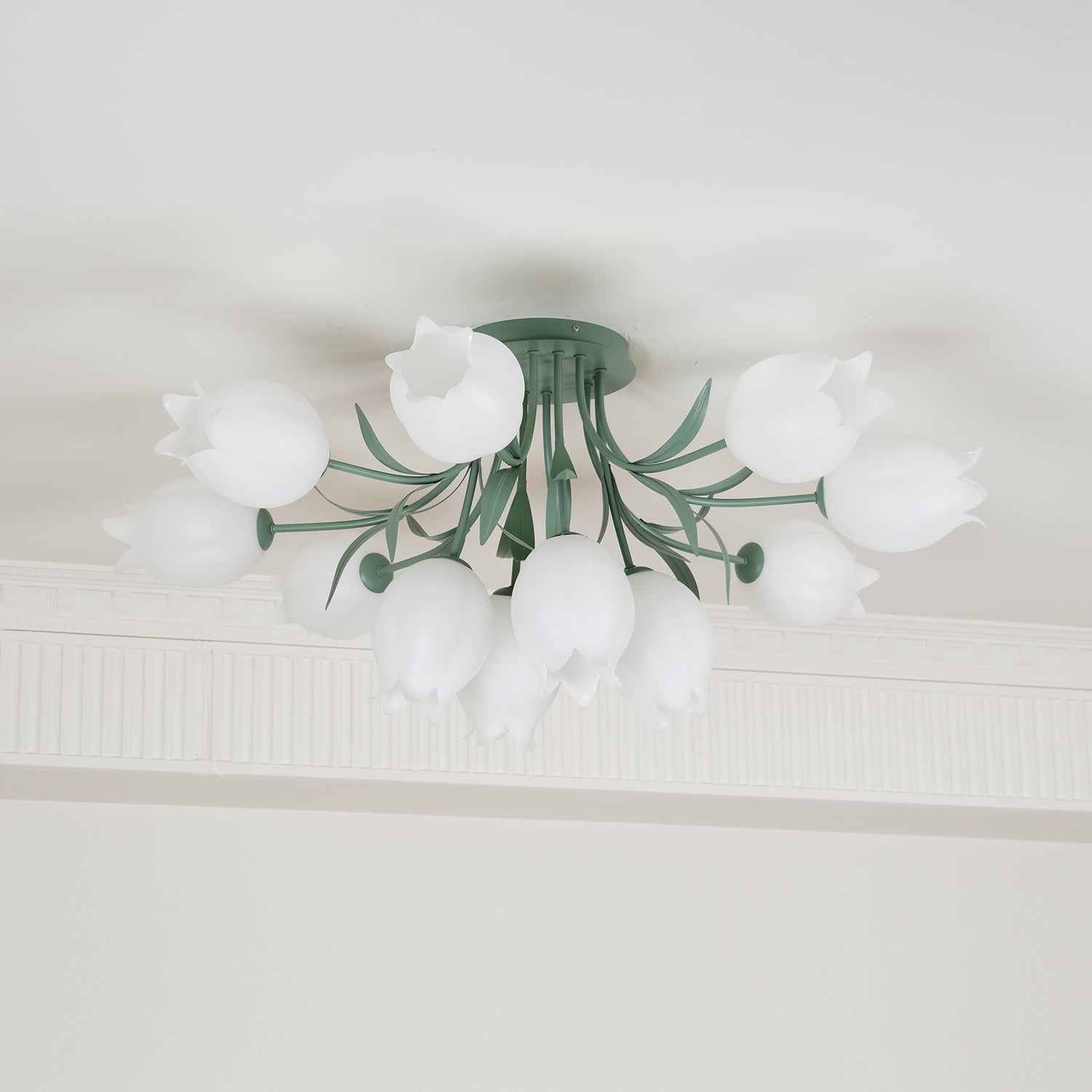 Lustra Ceiling Light Lily Flower Blossom Green Base - Neutral Decor