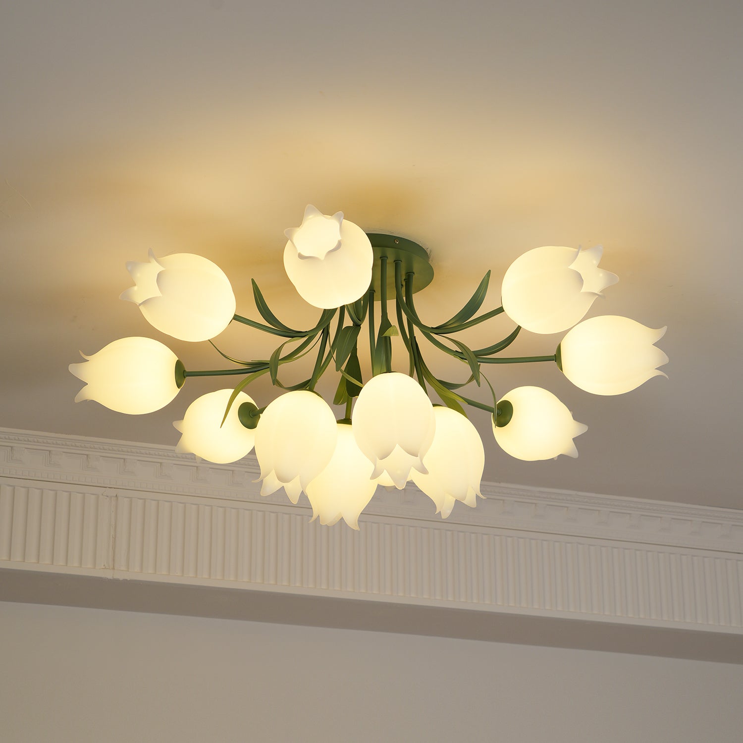 Lustra Ceiling Light Lily Flower Blossom Green Base - Neutral Decor