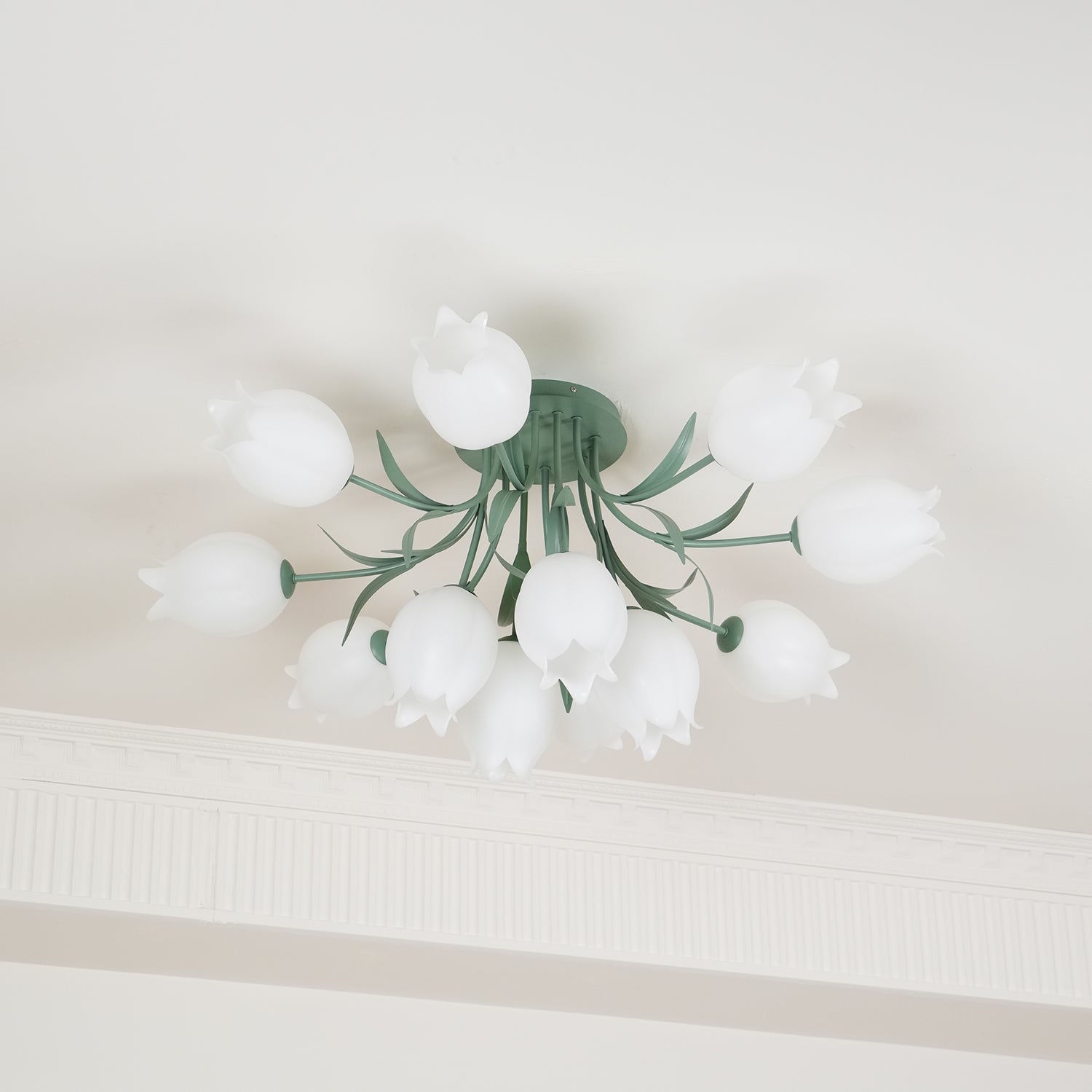 Lustra Ceiling Light Lily Flower Blossom Green Base - Neutral Decor