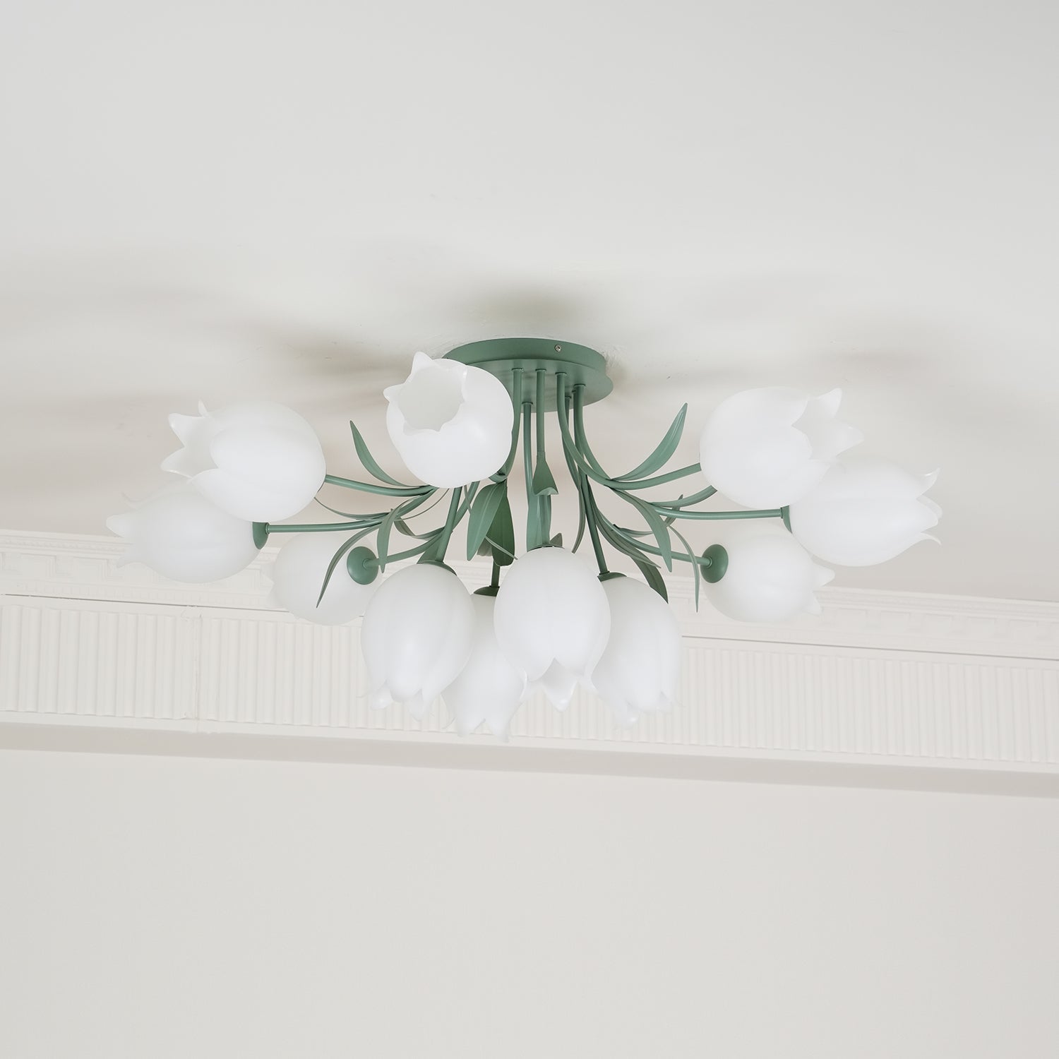 Lustra Ceiling Light Lily Flower Blossom Green Base - Neutral Decor