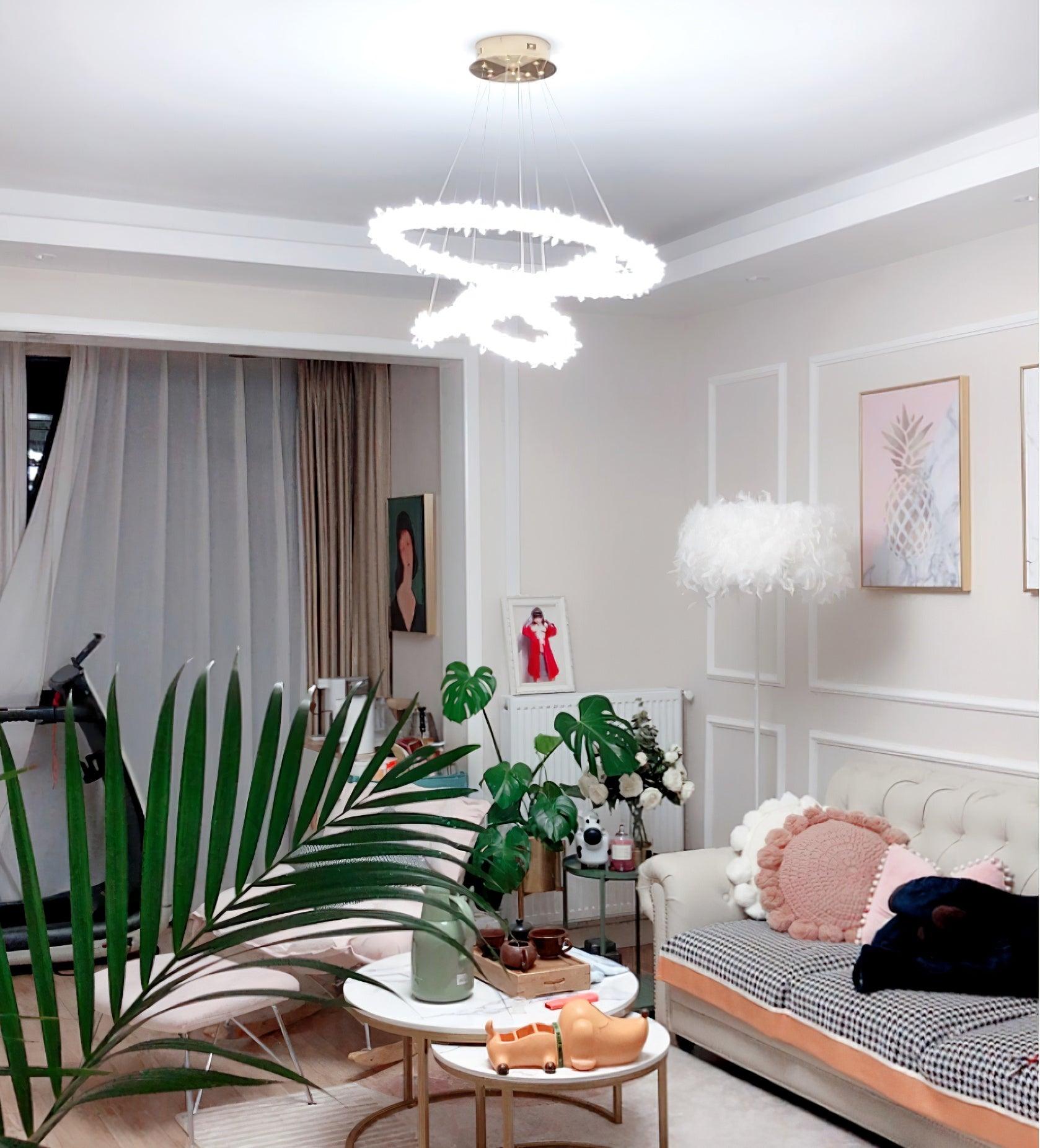 Lustra Chandelier Ring Crystal LED - Neutral Decor
