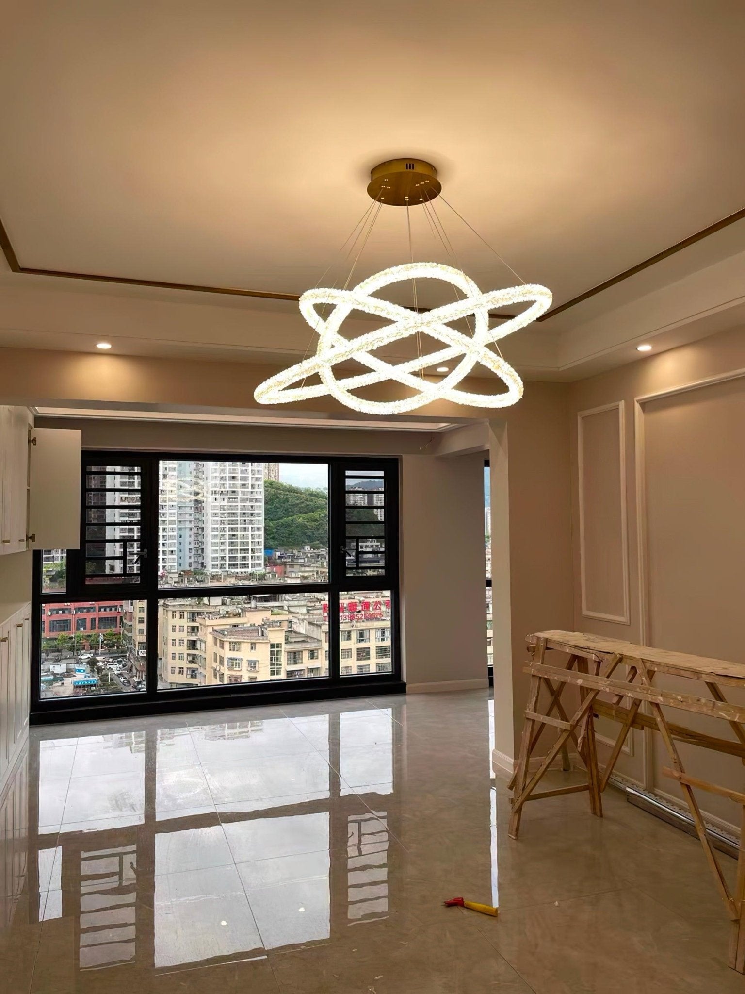 Lustra Chandelier Ring Crystal LED - Neutral Decor