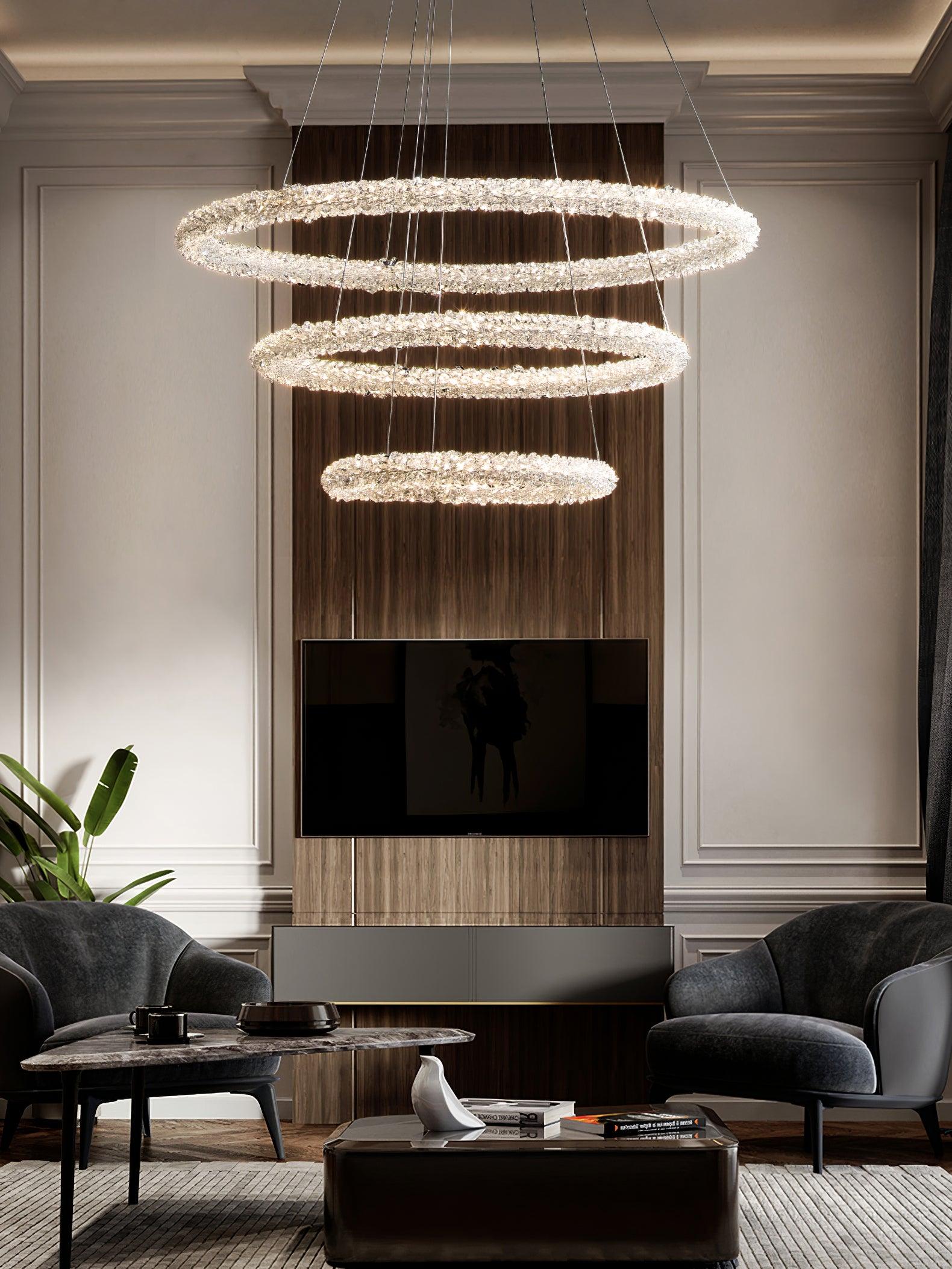 Lustra Chandelier Ring Crystal LED - Neutral Decor