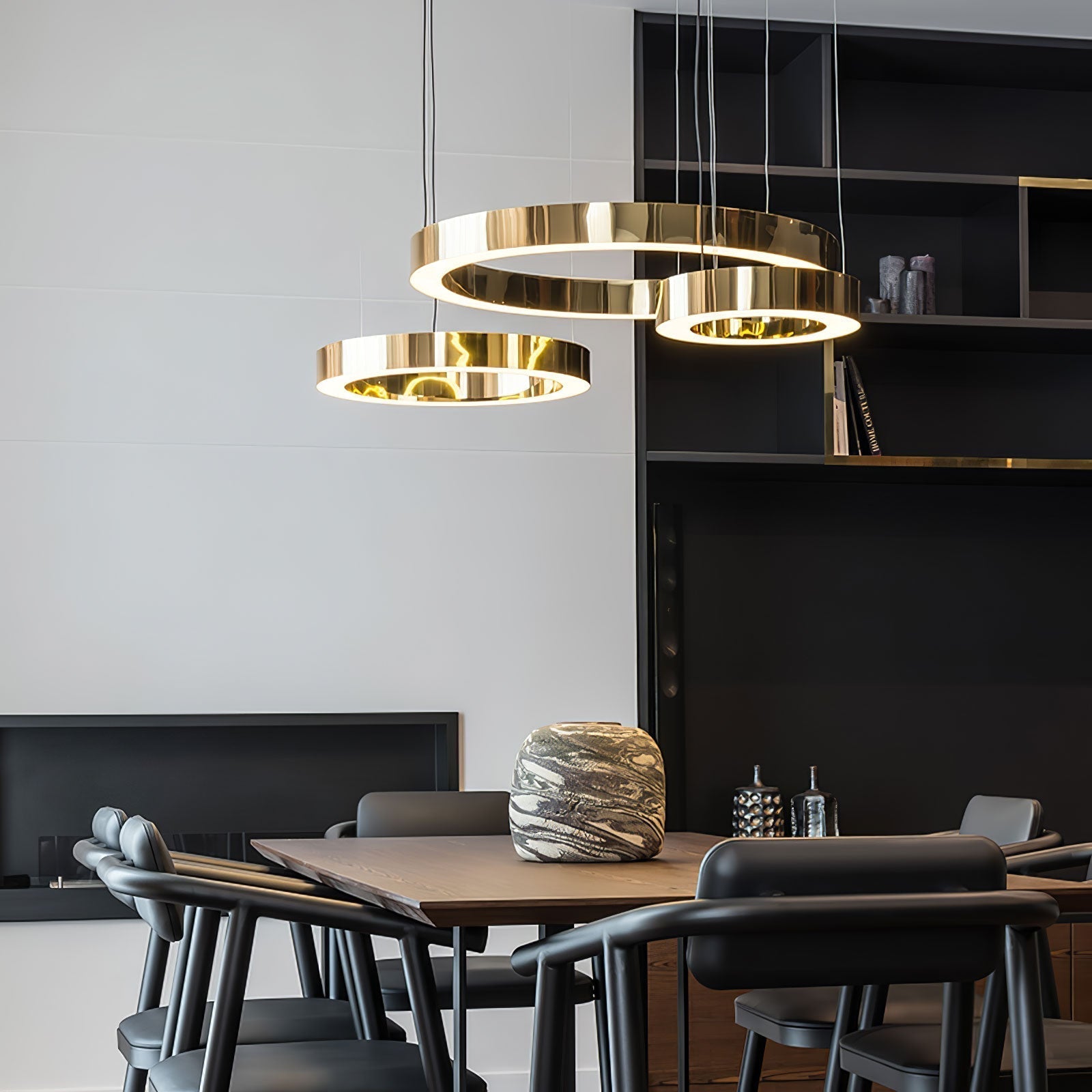 Dexlin Pendant Light LED Ring Gold Modern 3-Ring