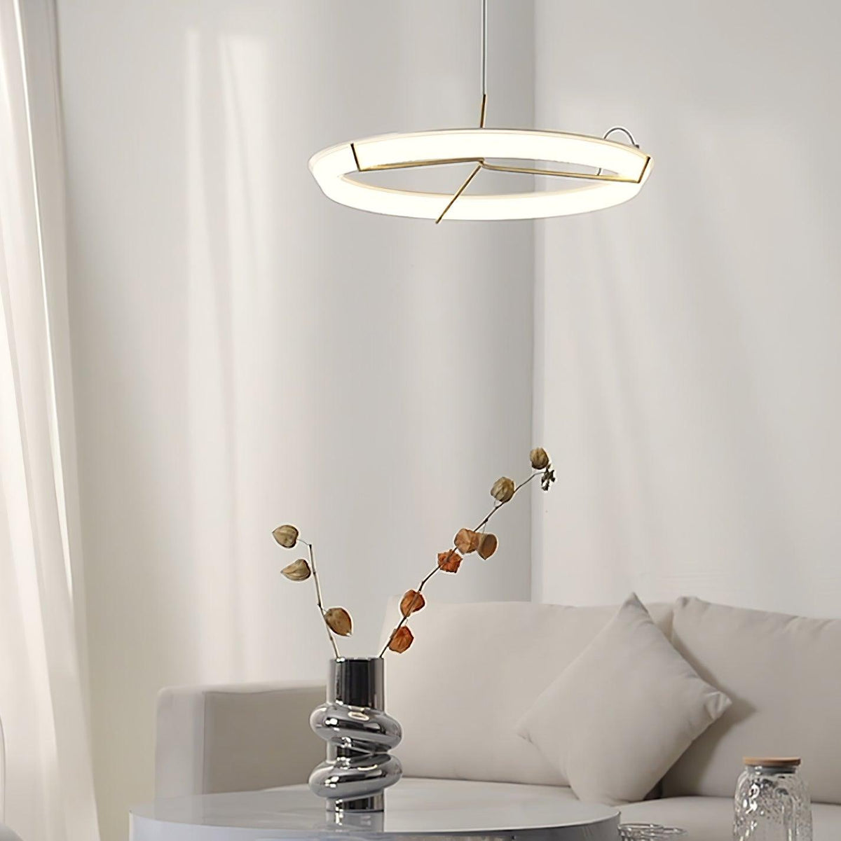 Orinirian Chandelier Modern Stainless Steel Ring