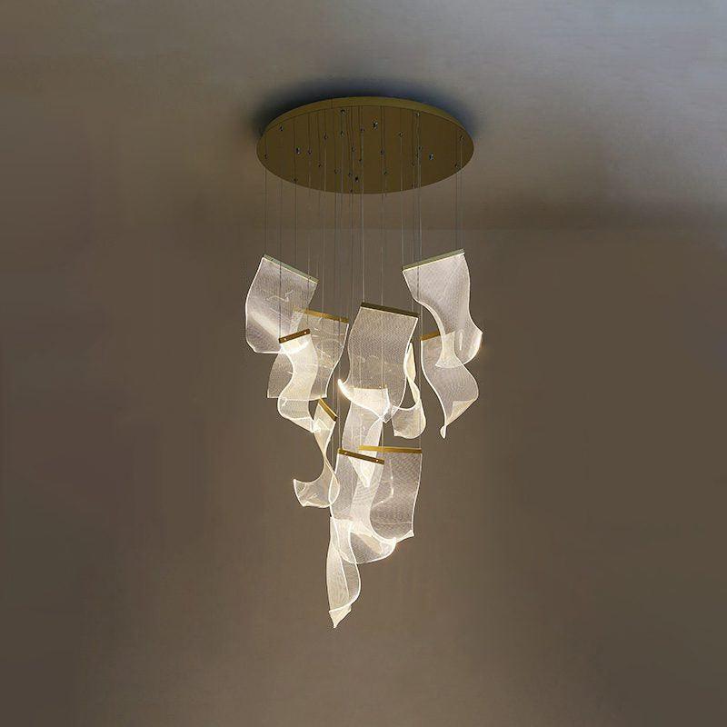 Lucuian Chandelier Acrylic LED Abstract Floating