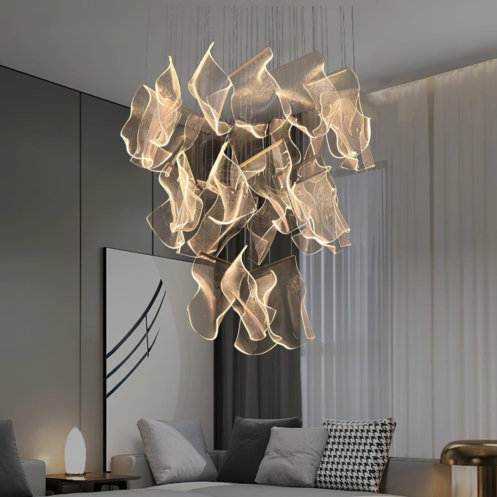 Lucuian Chandelier Acrylic LED Abstract Floating