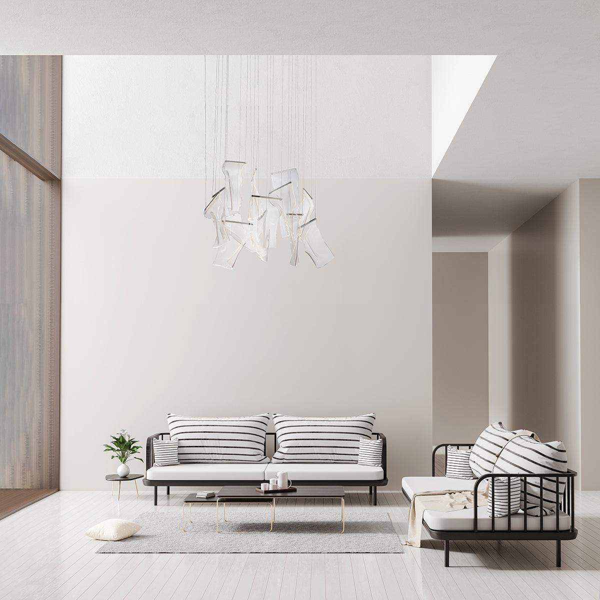 Lucuian Chandelier Acrylic LED Abstract Floating