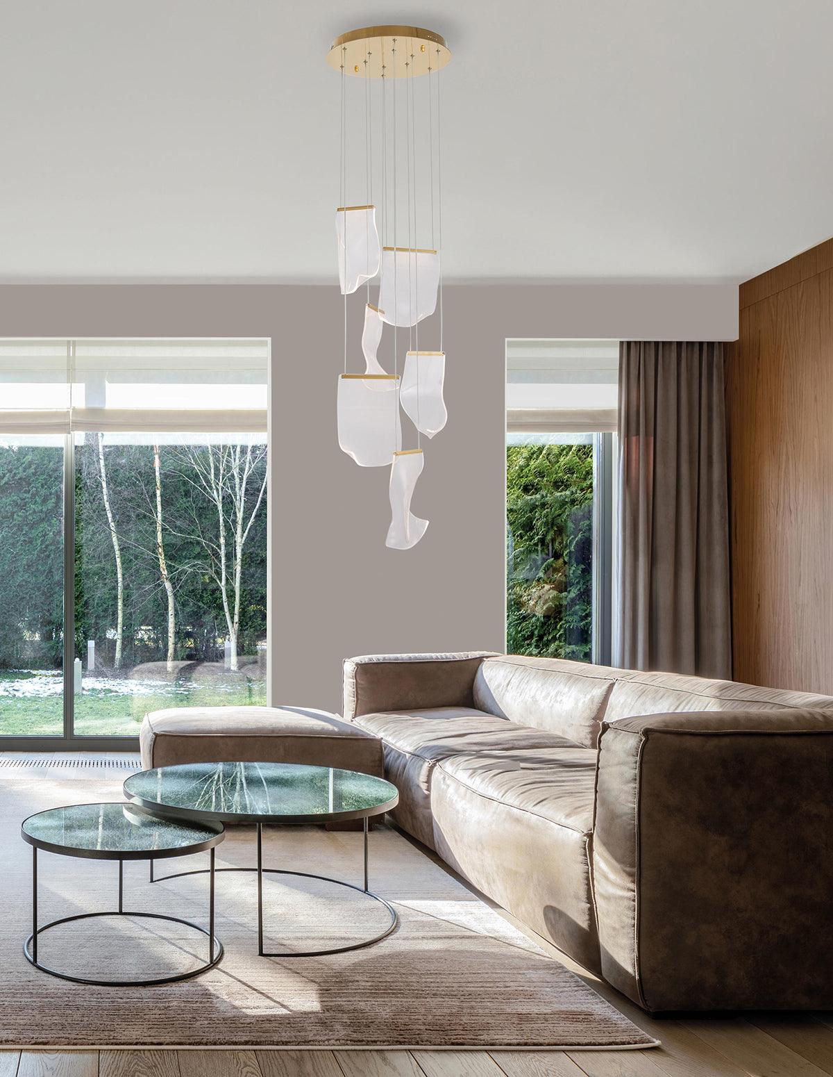 Lucuian Chandelier Acrylic LED Abstract Floating