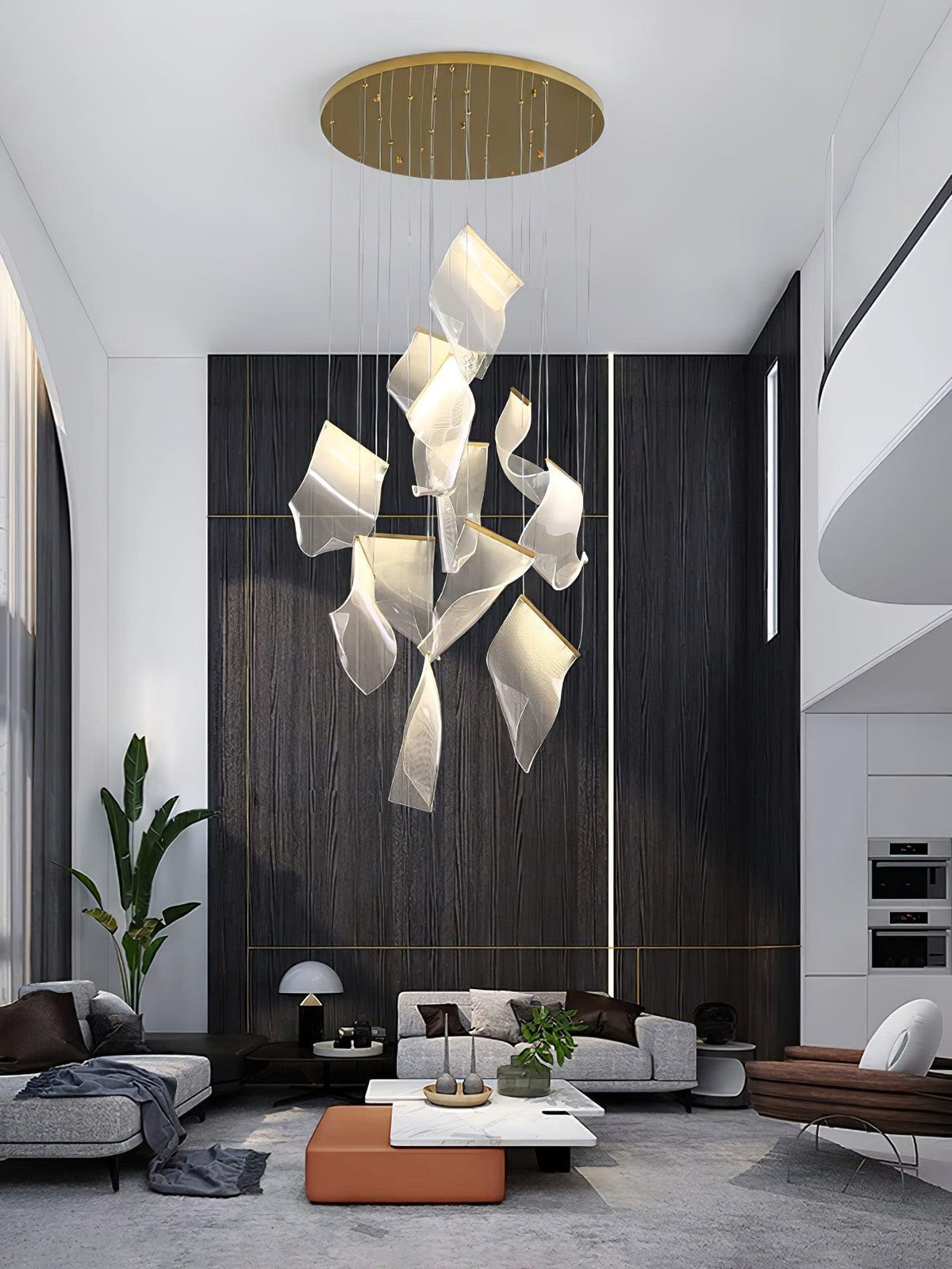 Lucuian Chandelier Acrylic LED Abstract Floating