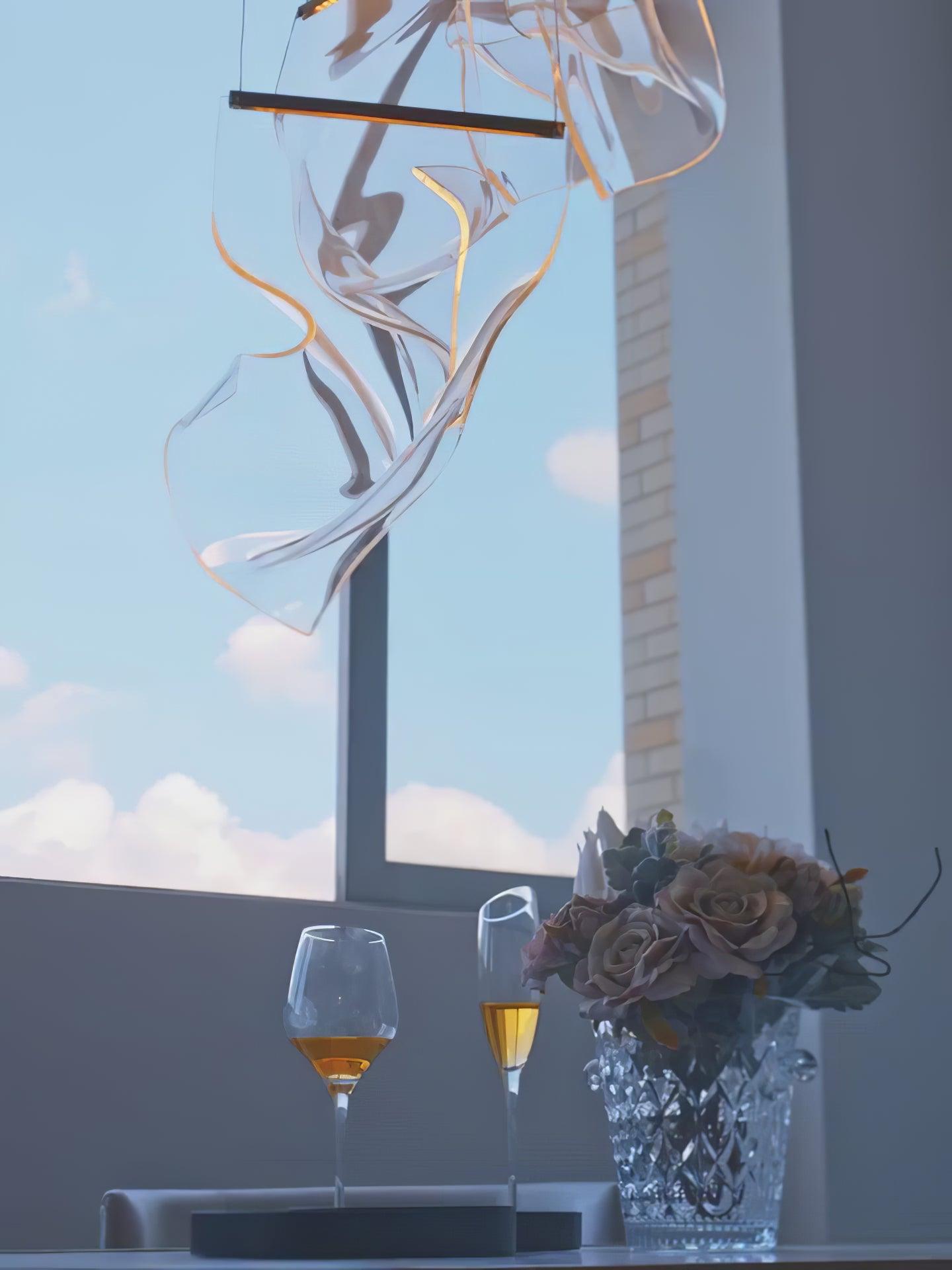 Lucuian Chandelier Acrylic LED Abstract Floating