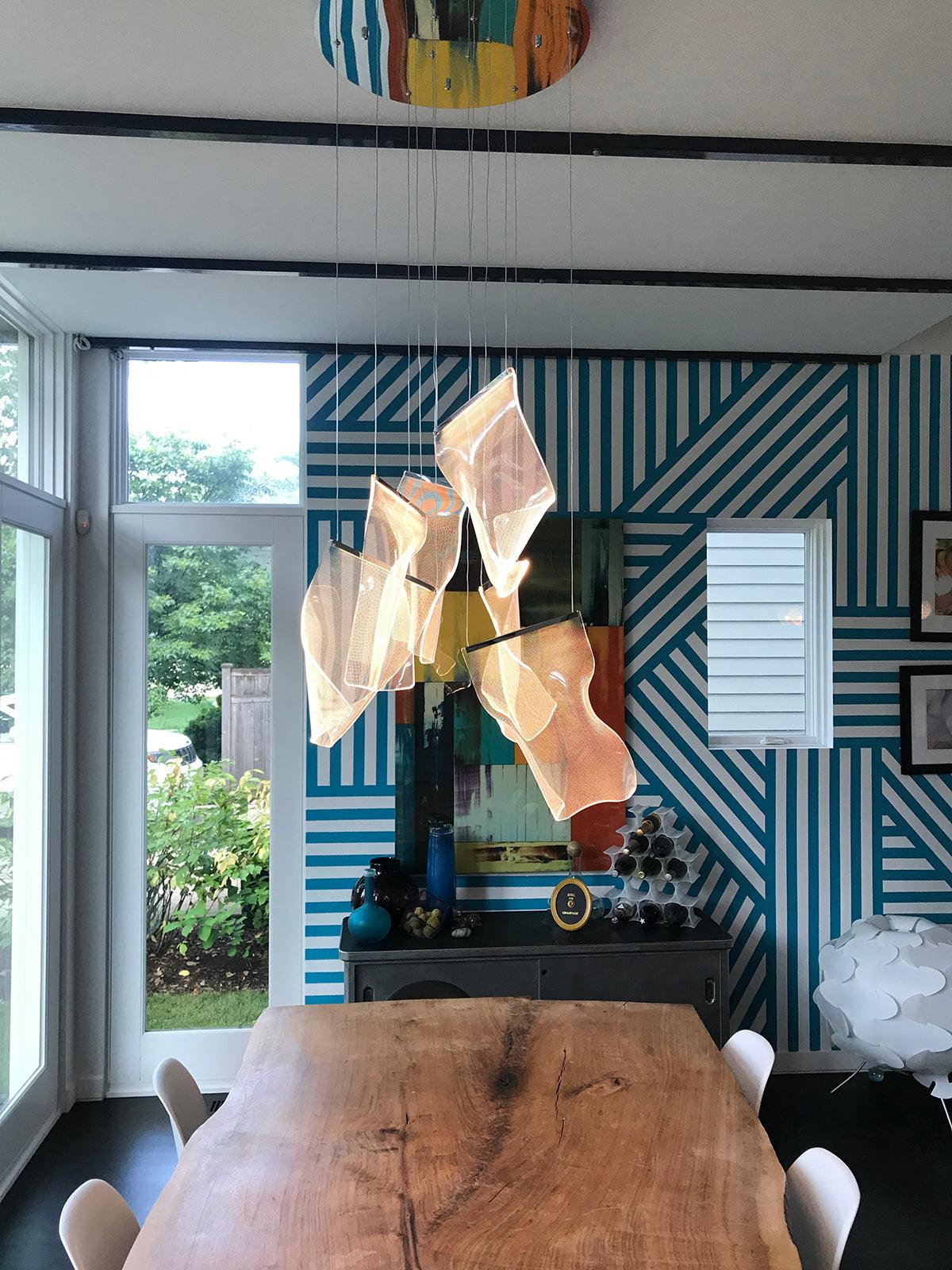 Lucuian Chandelier Acrylic LED Abstract Floating