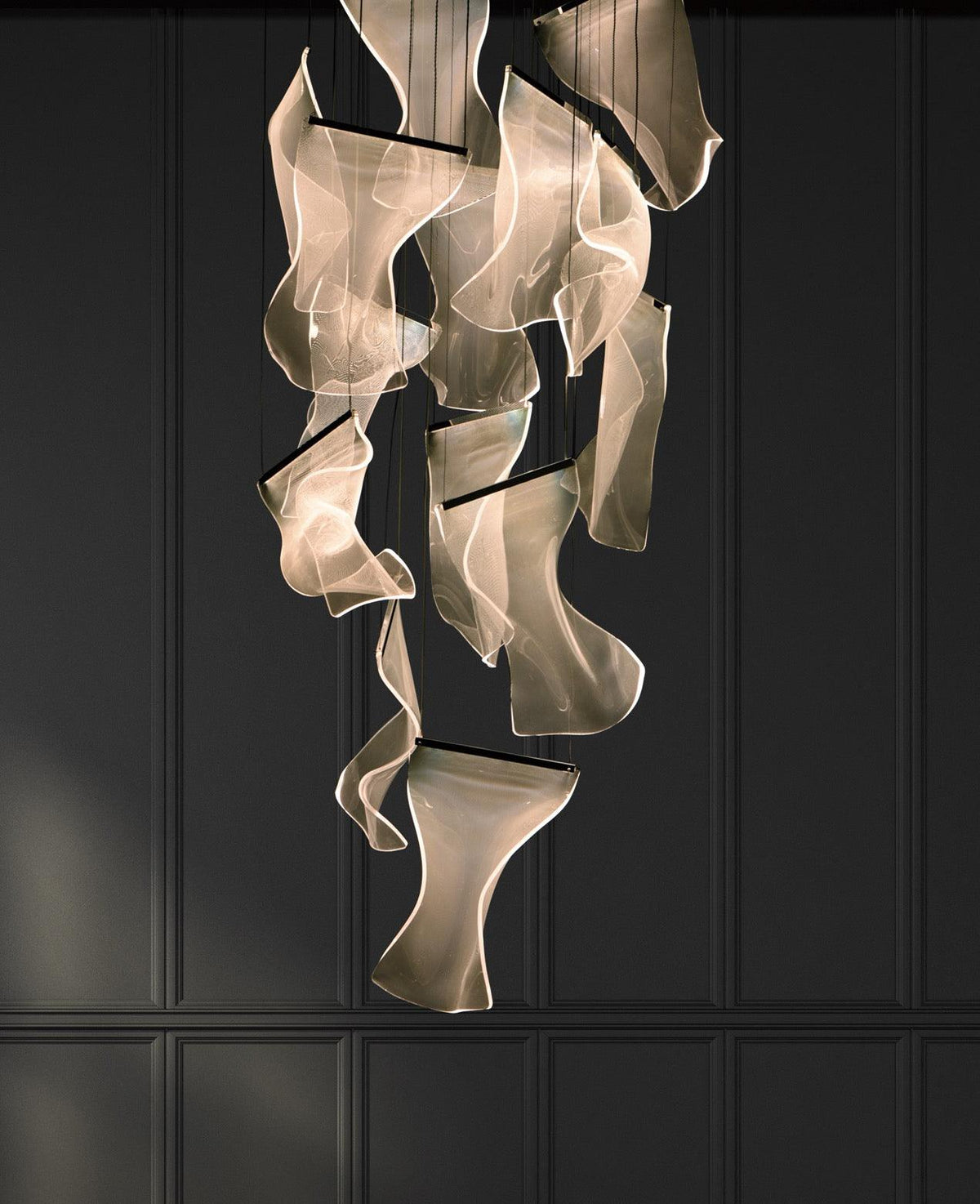 Lucuian Chandelier Acrylic LED Abstract Floating