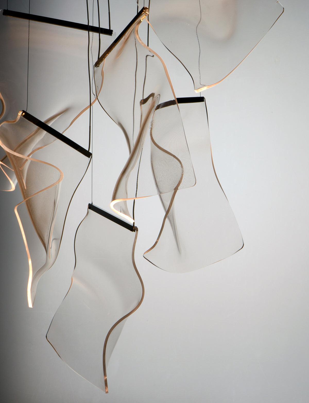 Lucuian Chandelier Acrylic LED Abstract Floating