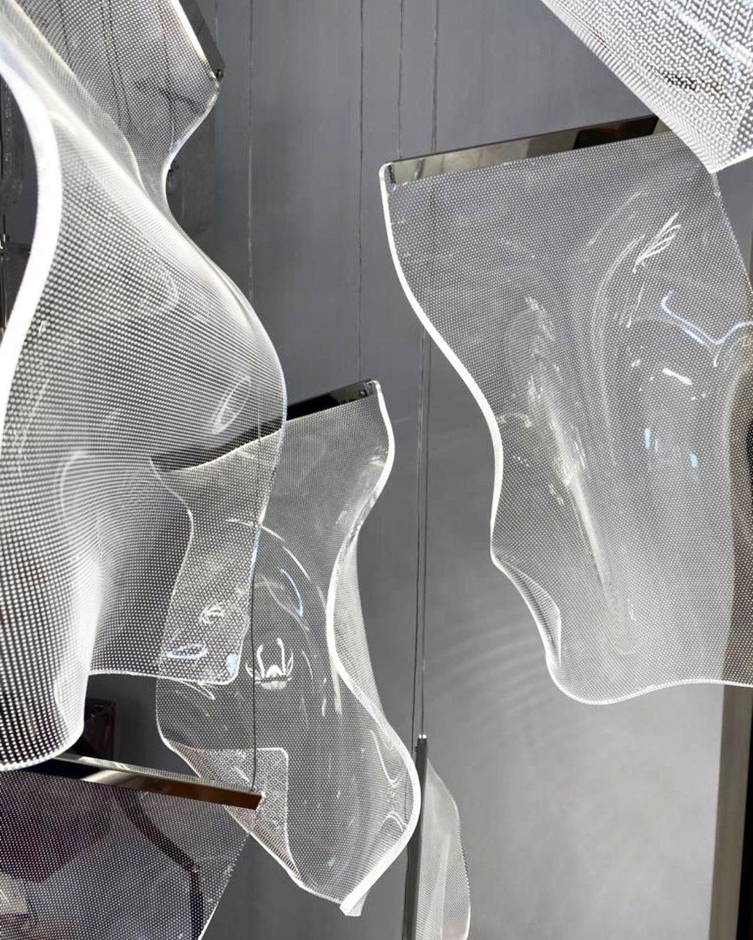 Lucuian Chandelier Acrylic LED Abstract Floating