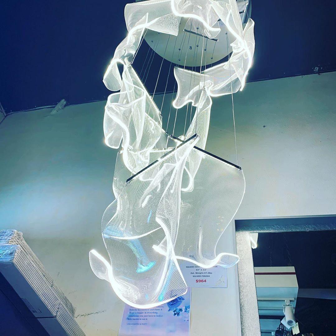 Lucuian Chandelier Acrylic LED Abstract Floating