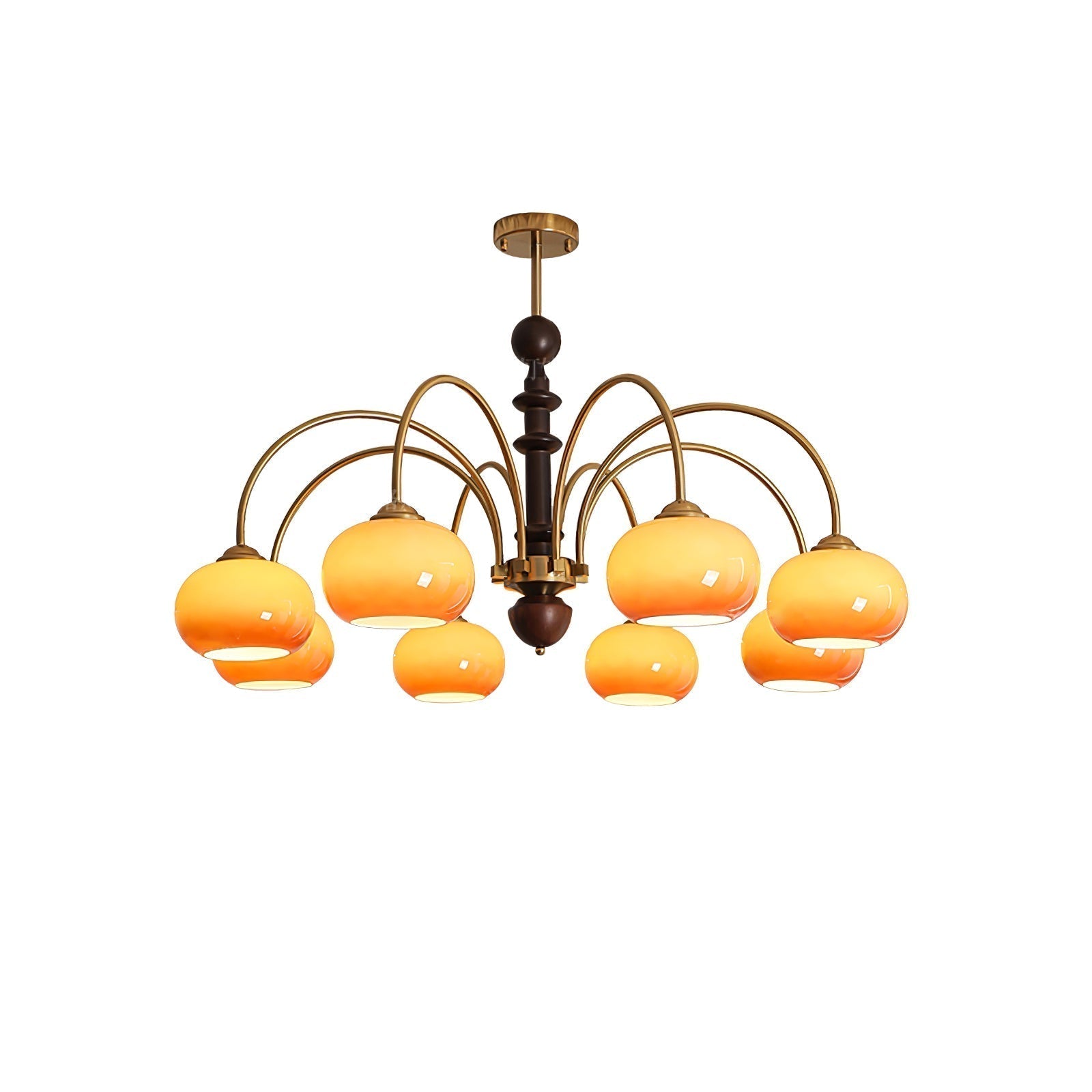 Calveth Chandelier Brass Glass Persimmon Shape