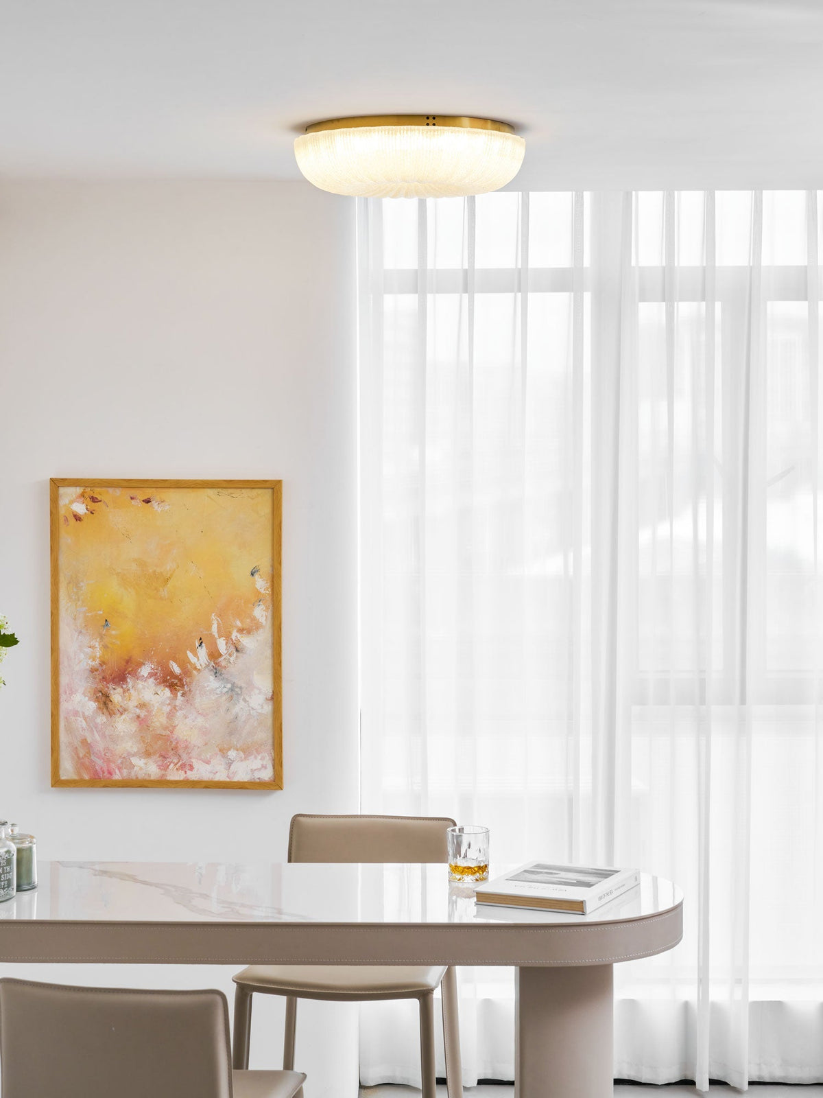 Delafield Ripple Glass Flush Mount Ceiling Light