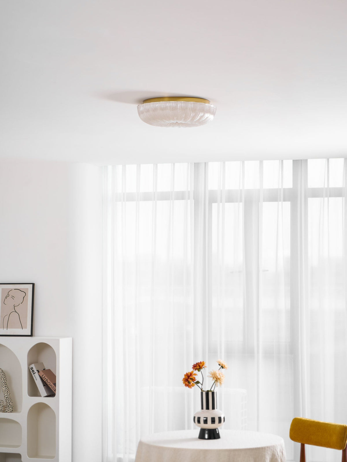 Delafield Ripple Glass Flush Mount Ceiling Light