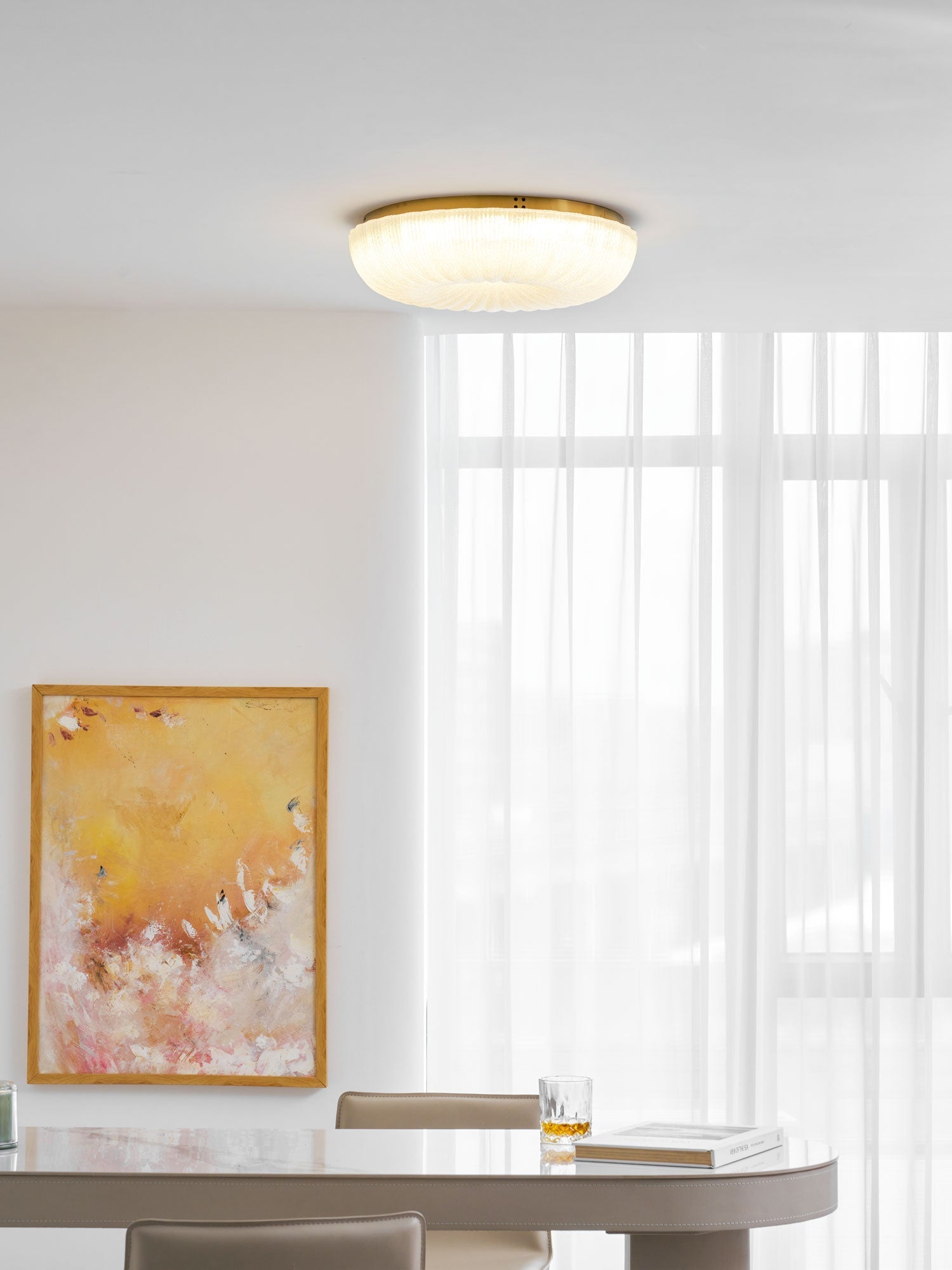 Delafield Ripple Glass Flush Mount Ceiling Light