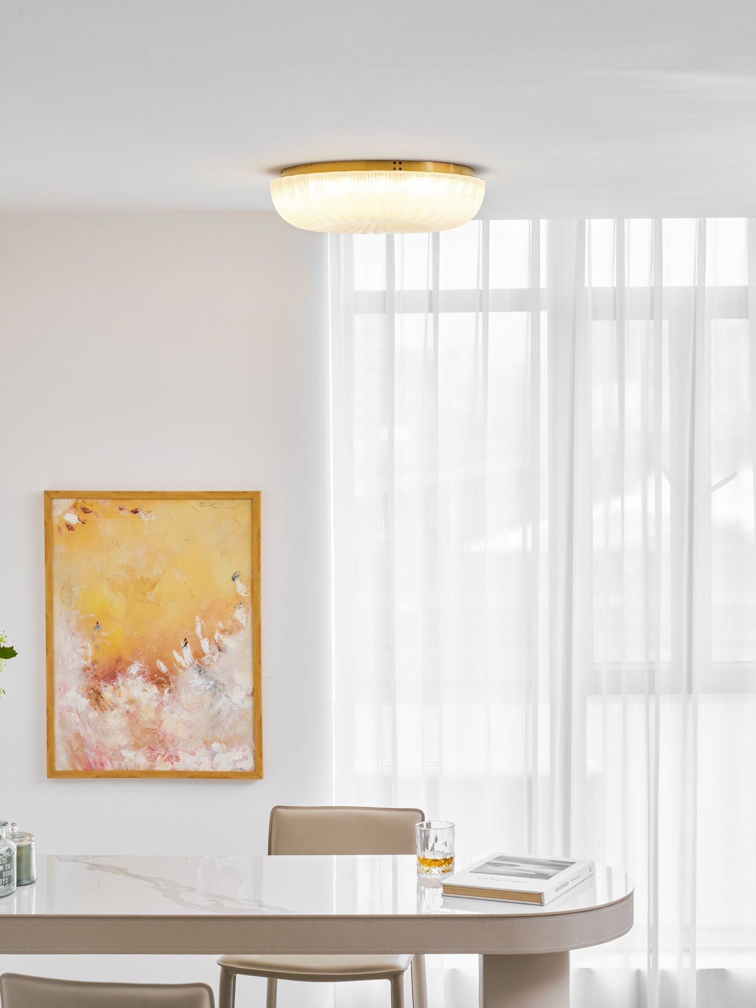 Delafield Ripple Glass Flush Mount Ceiling Light