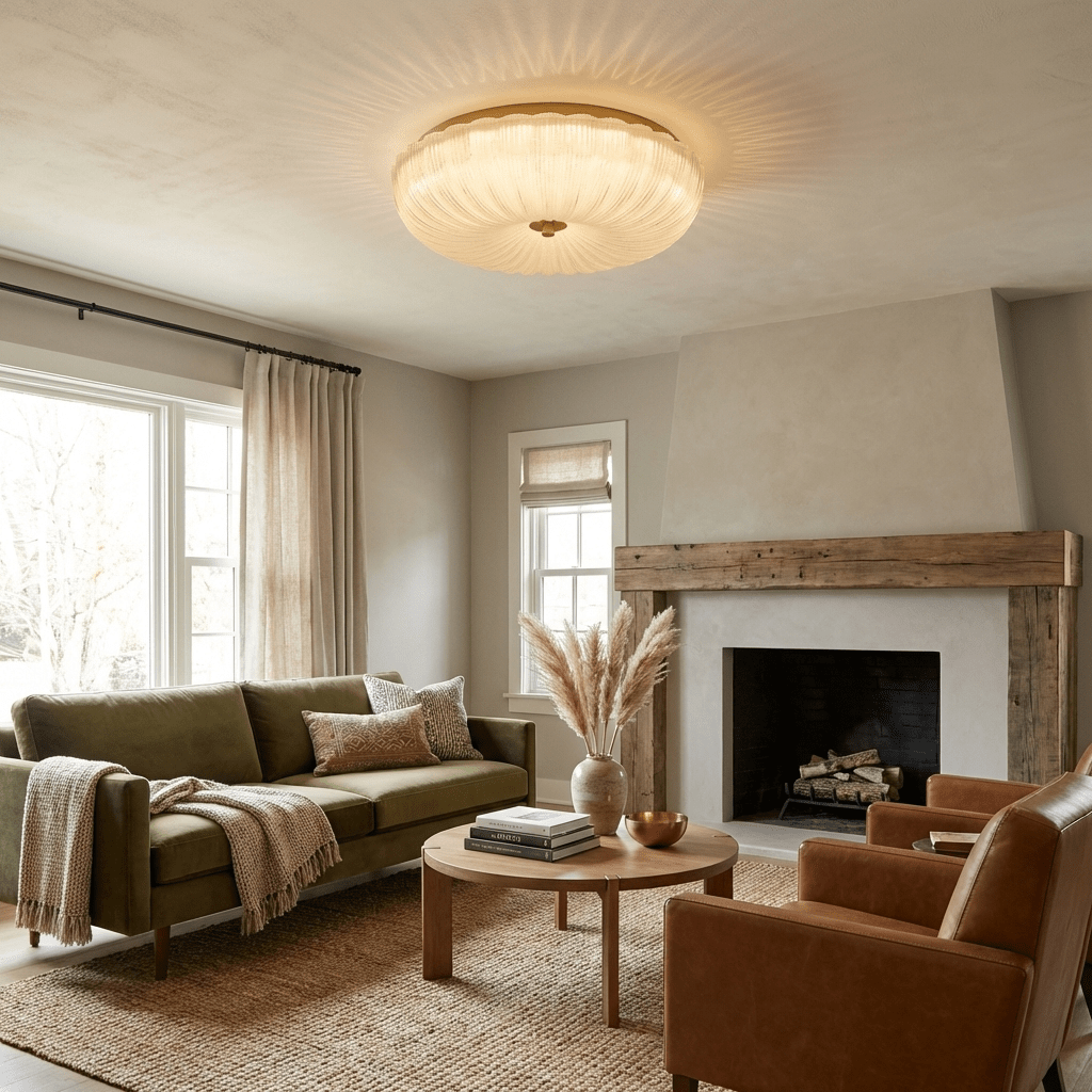Delafield Ripple Glass Flush Mount Ceiling Light