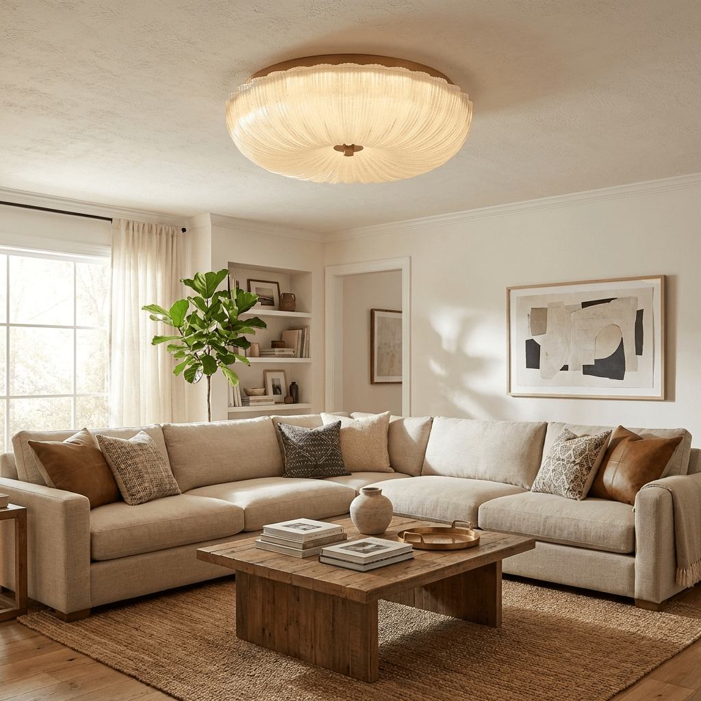 Delafield Ripple Glass Flush Mount Ceiling Light