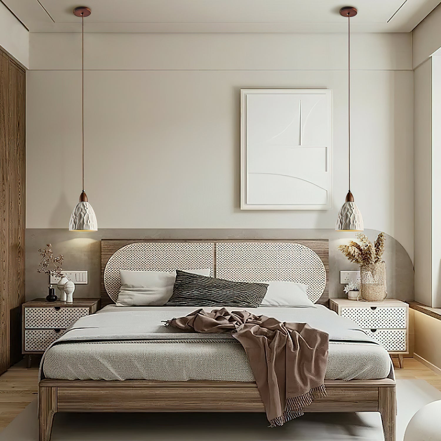 Osilora Premium Nordic Art Ripple Wood Pendant Light