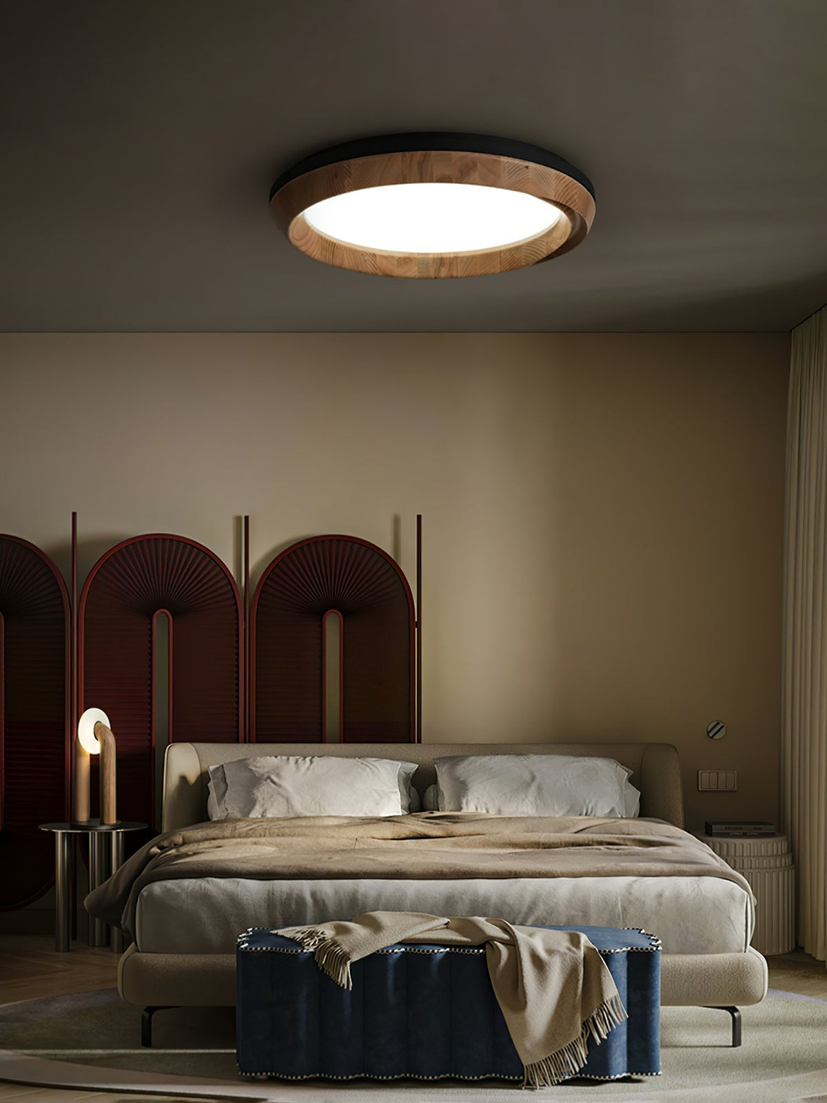Aurdoreth Modern Minimalist Ripple Wood Ceiling Light