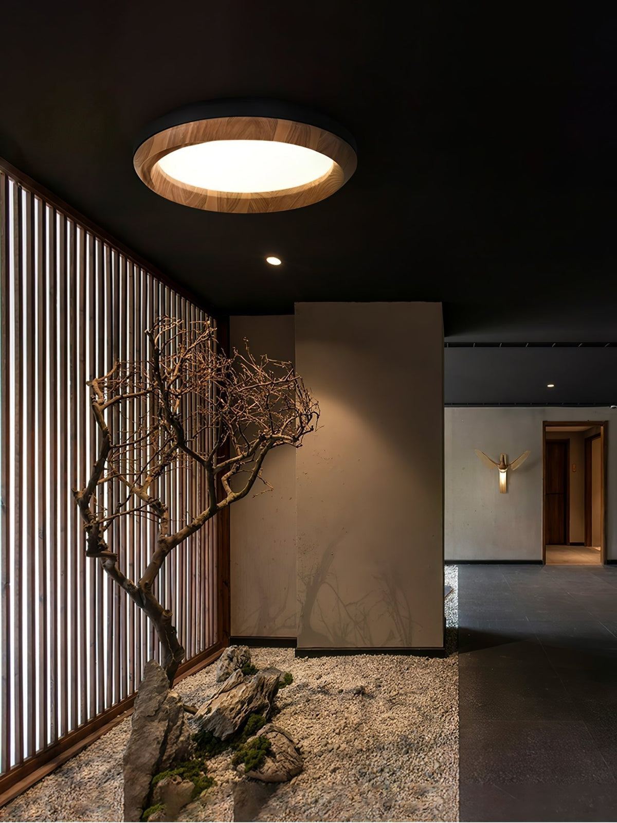 Aurdoreth Modern Minimalist Ripple Wood Ceiling Light