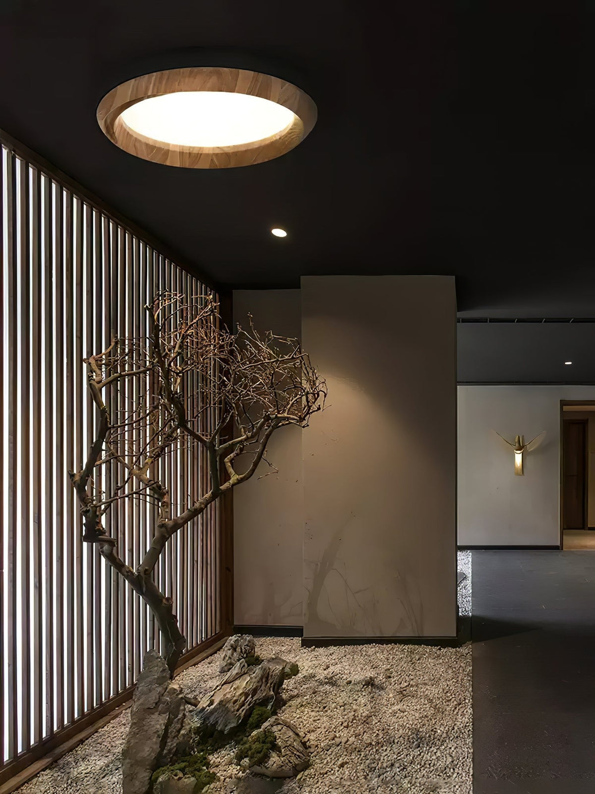 Aurdoreth Modern Minimalist Ripple Wood Ceiling Light