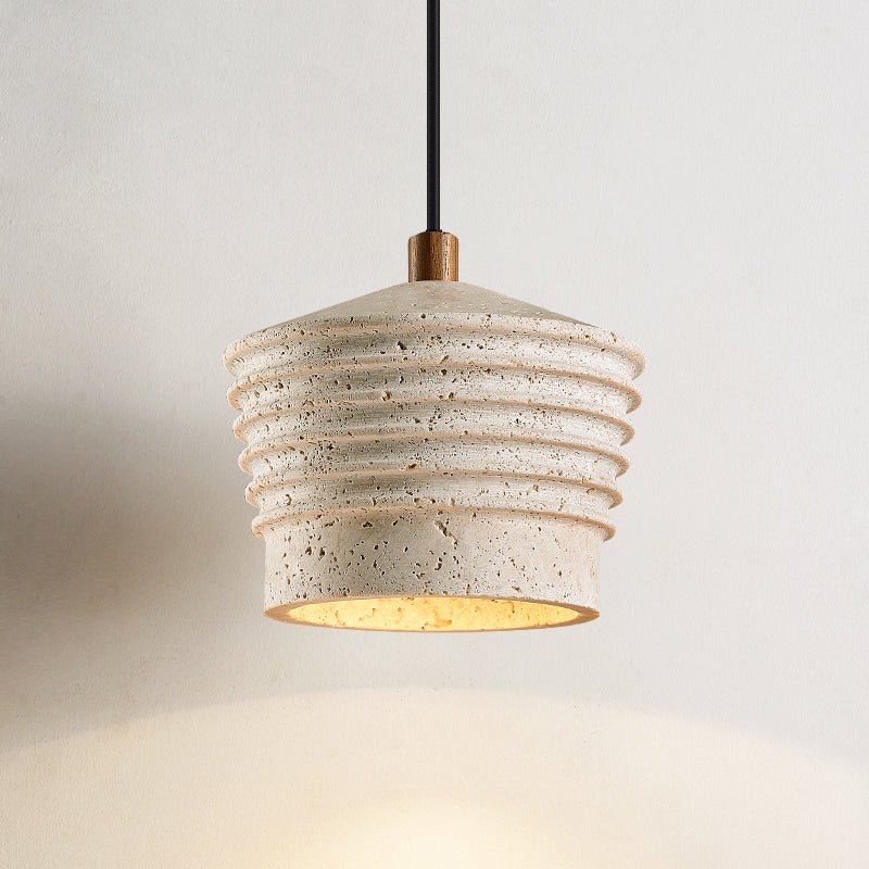 Hana Maison Ribbed Natural Yellow Travertine Pendant Lamp
