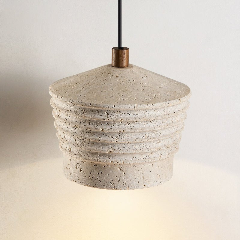 Hana Maison Ribbed Natural Yellow Travertine Pendant Lamp