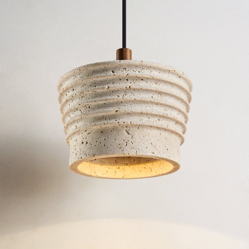 Hana Maison Ribbed Natural Yellow Travertine Pendant Lamp