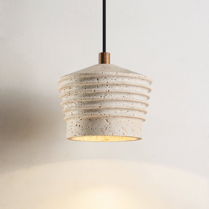 Hana Maison Ribbed Natural Yellow Travertine Pendant Lamp