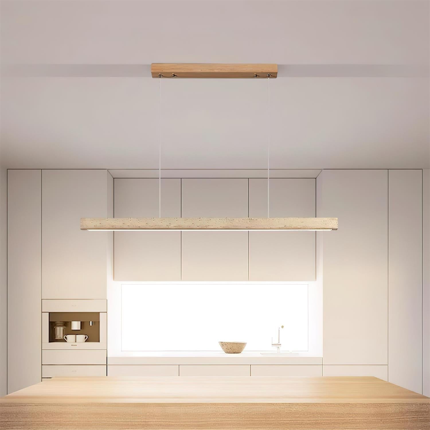 Delya Linear Travertine Pendant Lamp - Neutral Decor